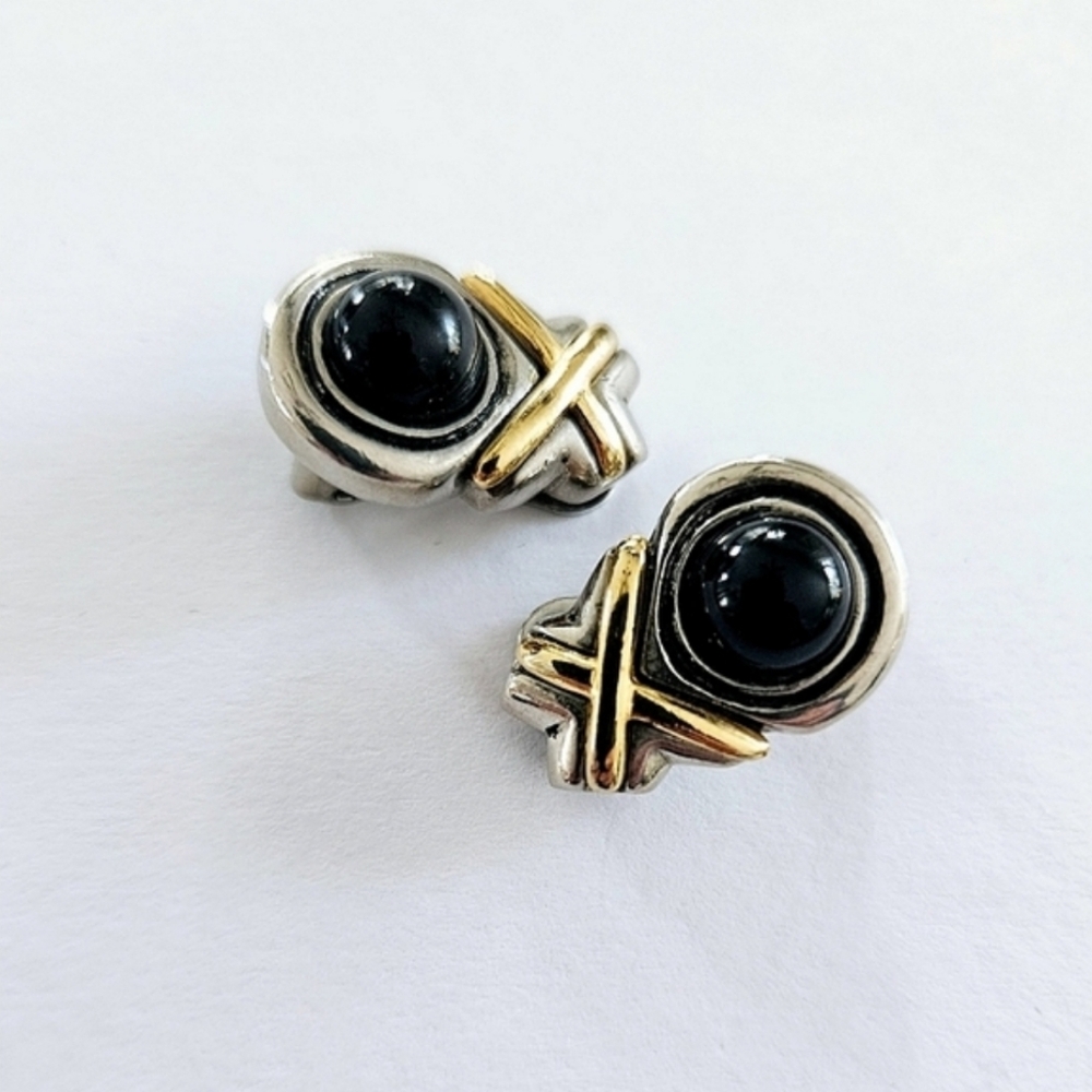 Vintage Silver and Gold Clip on Earrings